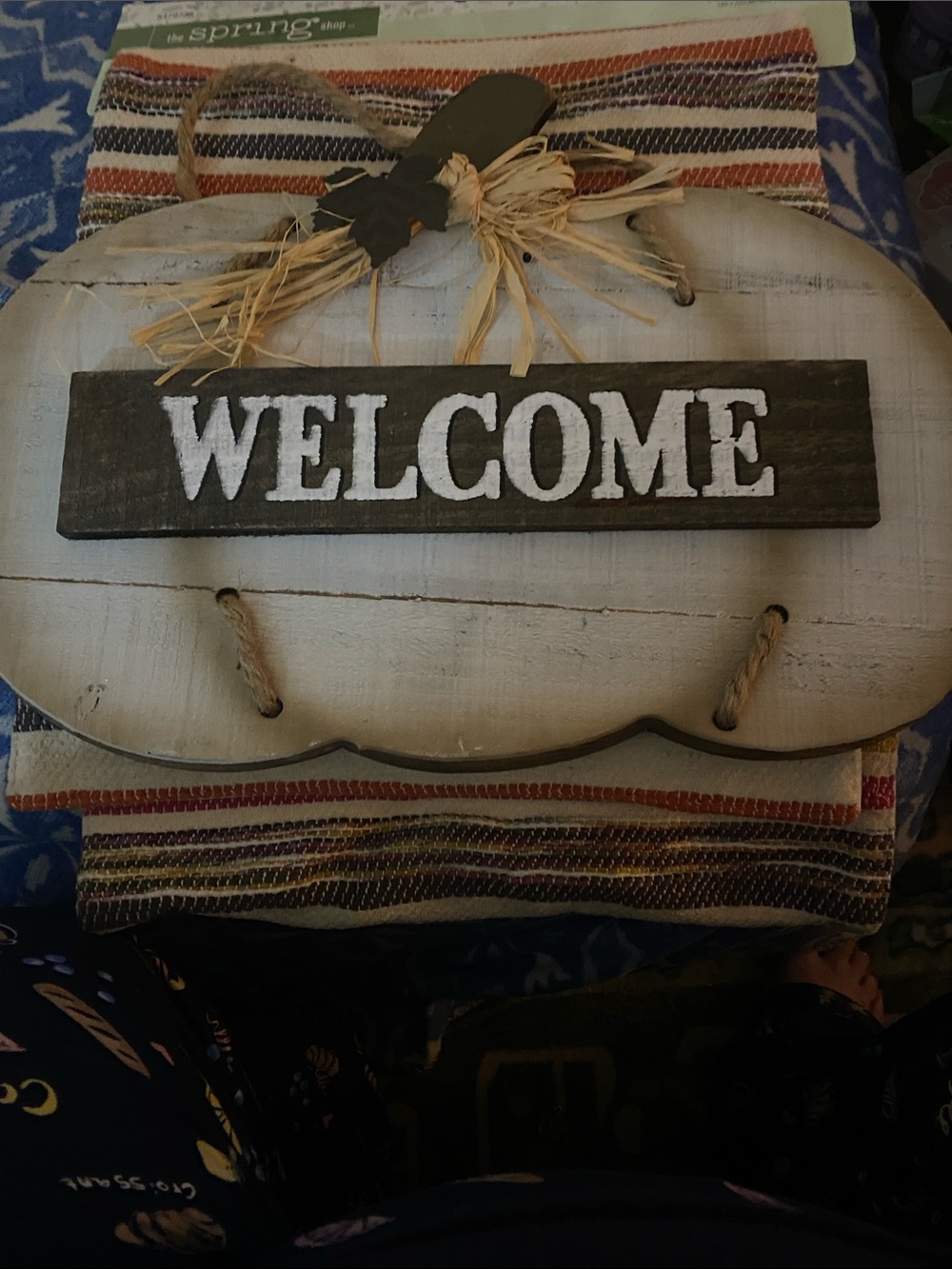 Welcome Rustic Wood Wall Sign - White and Brown - Unbranded